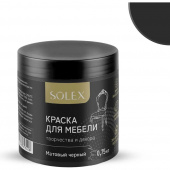 Краска для мебели SOLEX цв. Матовый черный 0,75кг банка ПЭТ/6
