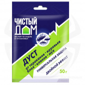 Средство от тараканов ЧИСТЫЙ ДОМ ДУСТ от блох мух клопов 50г арт 02-452