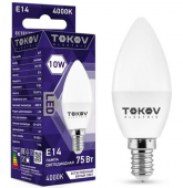 лампа светодиодная 10вт c37 4000к е14 176-264в tokov elektric tke-c37-e14-10-4k