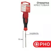 Отвертка крестовая PH 0х75мм трехкомпонентная рукоятка сталь S2 REXANT